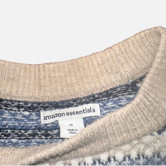Amazon Essentials Beige and Blue Striped Sweater - Picture 3 of 4
